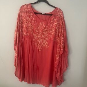 Sundance Embroidery Coverup Coral Size XL New W/O tags.